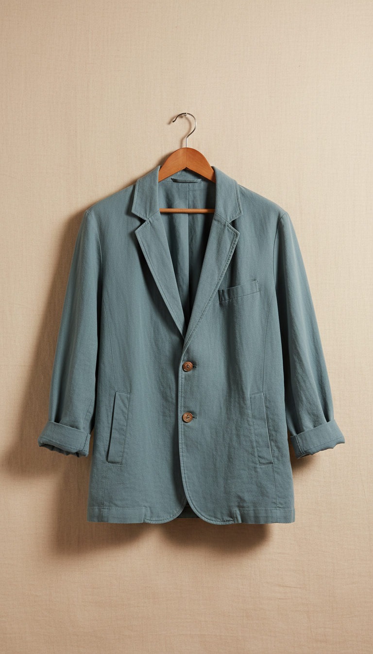 Cotton relaxed blazer with stretch