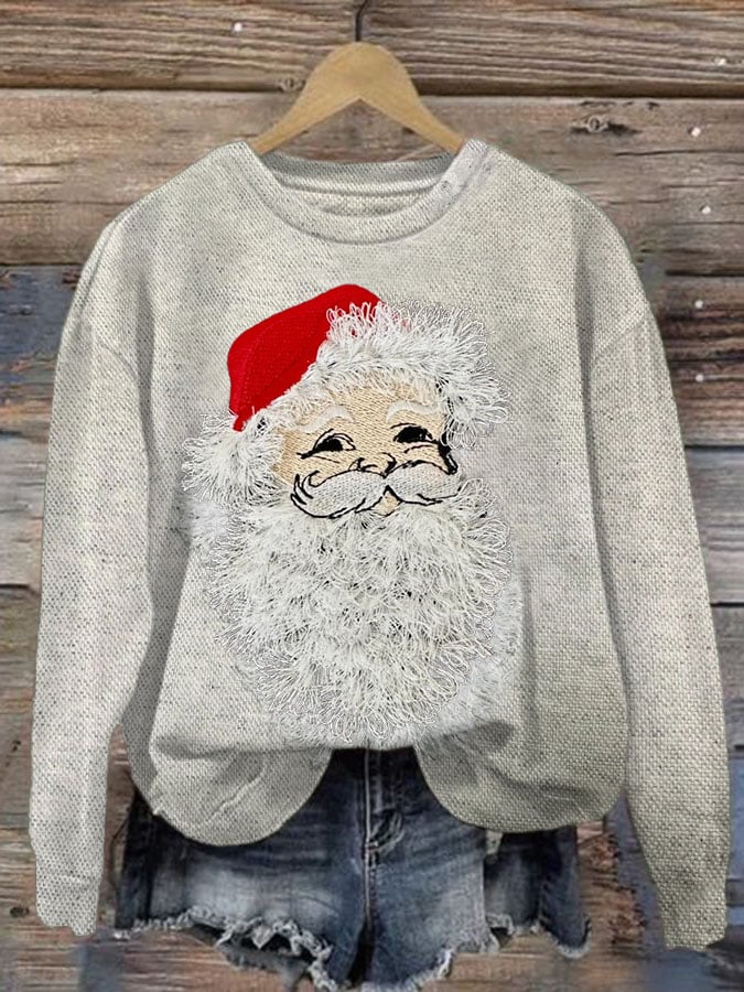 Women's Christmas Santa Print Sweatshirt