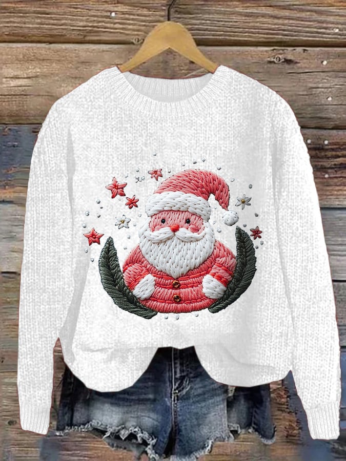 Women's Santa Christmas  Print Crew Neck Sweatshirt