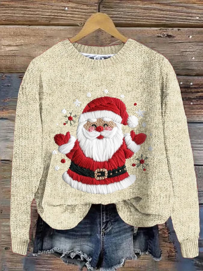 Women's Santa Christmas  Print Crew Neck Sweatshirt