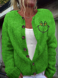 Women's Casual Christmas Print Knitted Cardigan