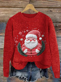 Women's Santa Christmas  Print Crew Neck Sweatshirt