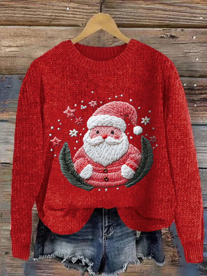 Women's Santa Christmas  Print Crew Neck Sweatshirt