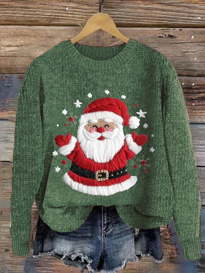 Women's Santa Christmas  Print Crew Neck Sweatshirt