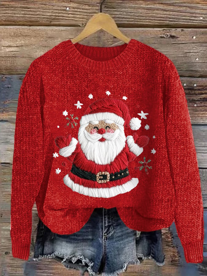 Women's Santa Christmas  Print Crew Neck Sweatshirt