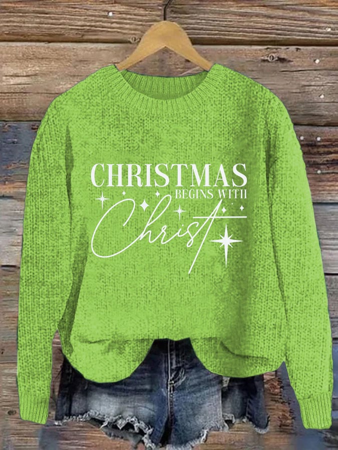 Women's Christmas Begins With Christ Sweatshirt Print Casual Sweatshirt