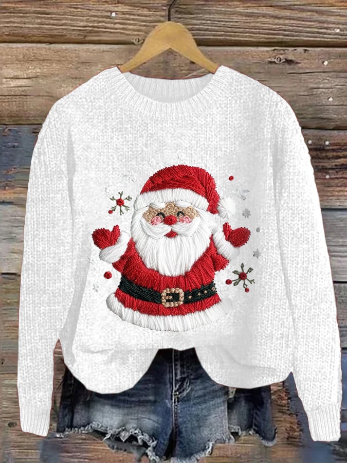 Women's Santa Christmas  Print Crew Neck Sweatshirt
