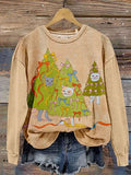 Women's  Cat Christmas Tree Print Sweatshirt