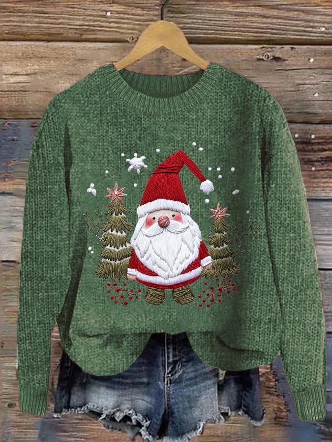 Women's Santa Christmas  Print Crew Neck Casual Sweatshirt