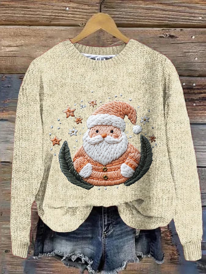 Women's Santa Christmas  Print Crew Neck Sweatshirt