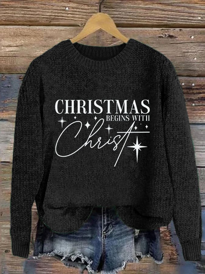 Women's Christmas Begins With Christ Sweatshirt Print Casual Sweatshirt