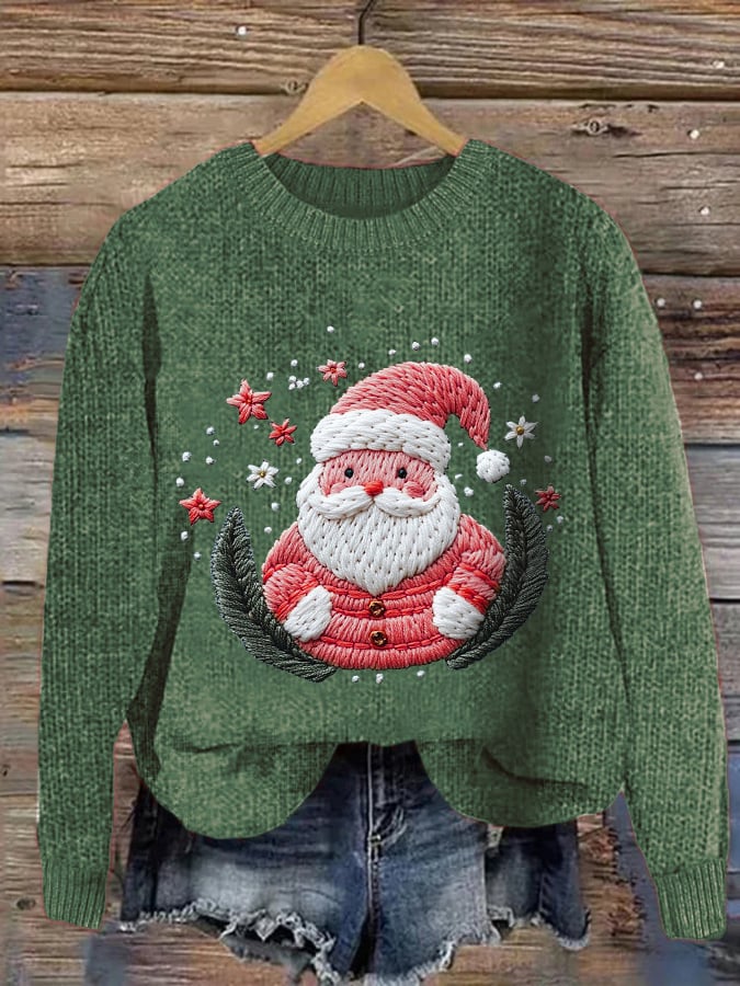 Women's Santa Christmas  Print Crew Neck Sweatshirt