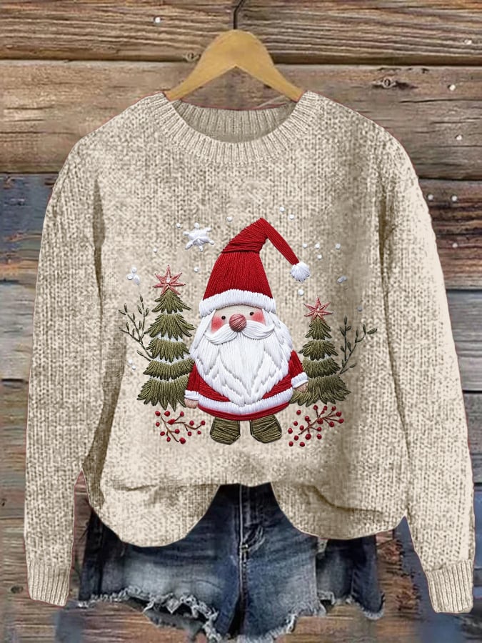 Women's Santa Christmas  Print Crew Neck Casual Sweatshirt