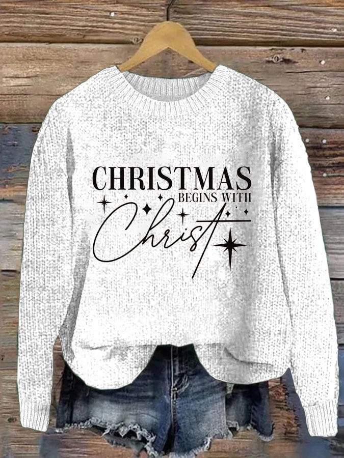 Women's Christmas Begins With Christ Sweatshirt Print Casual Sweatshirt