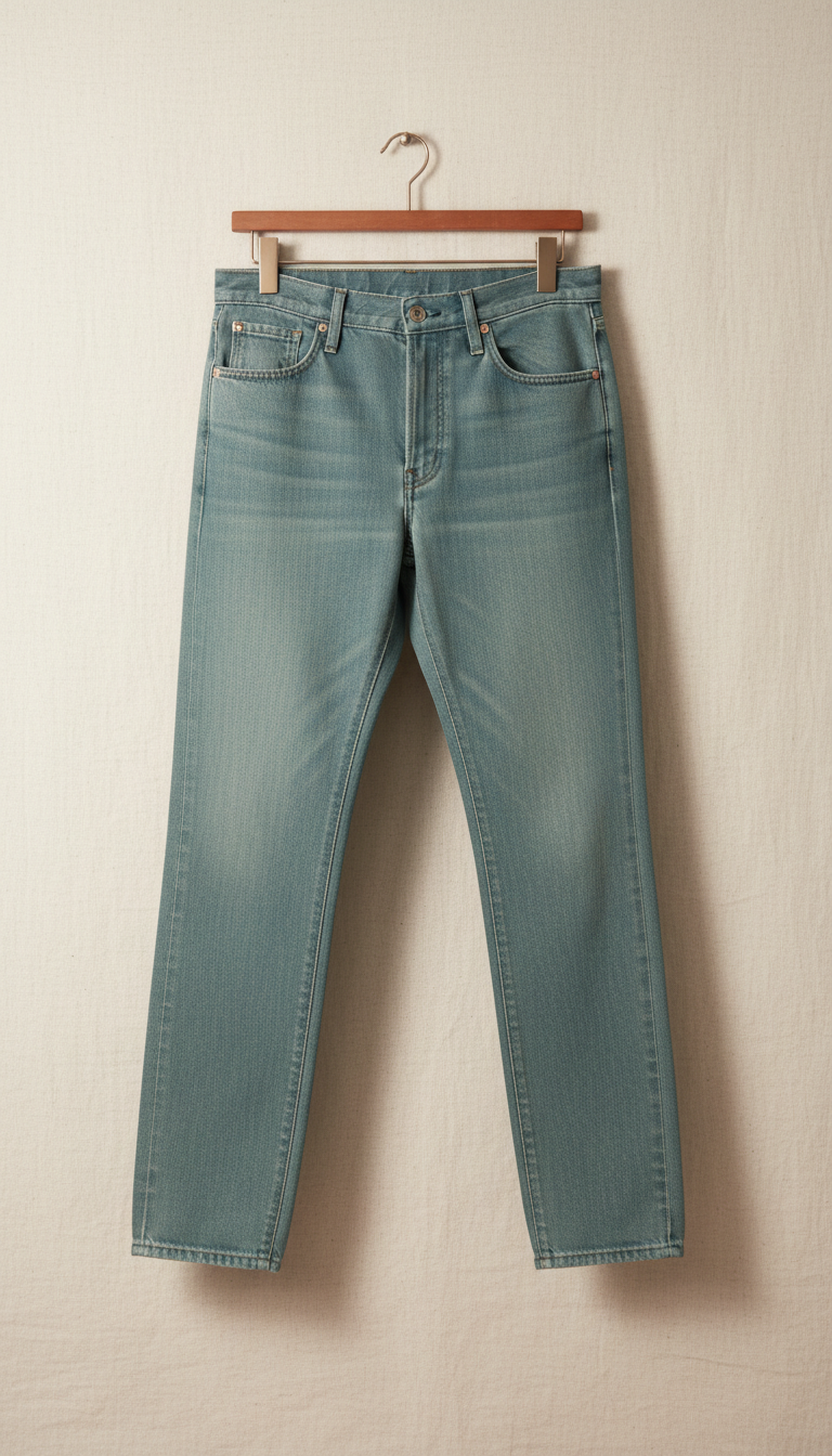 Classic denim jeans with raw hem