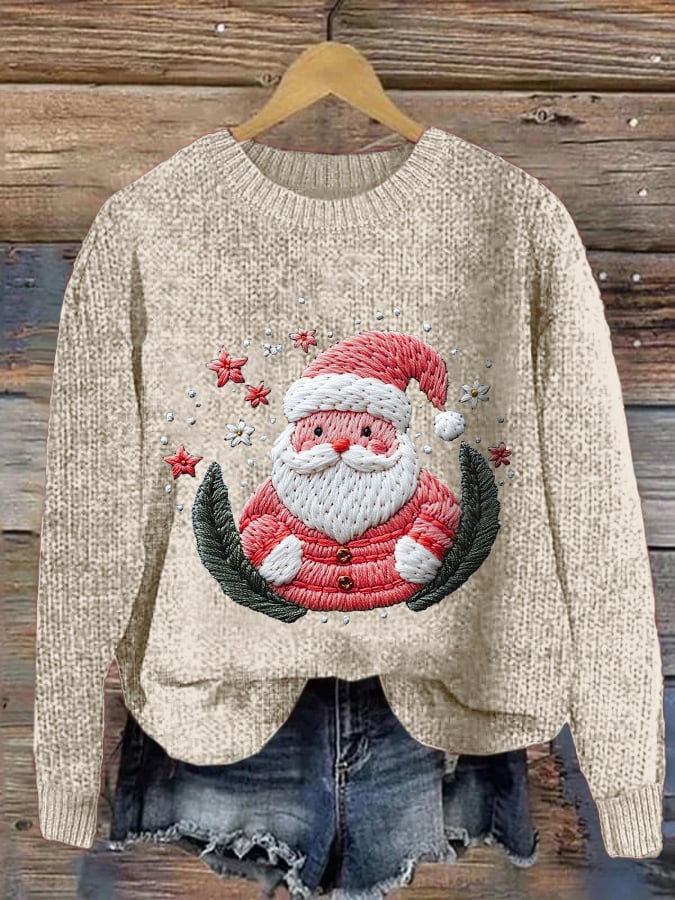 Women's Santa Christmas  Print Crew Neck Sweatshirt