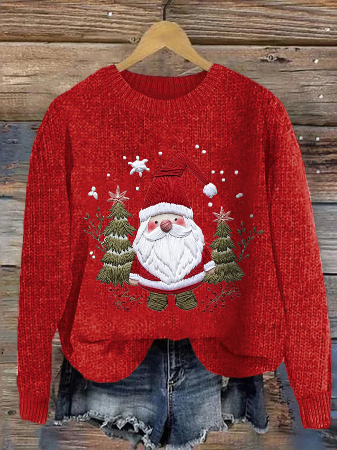 Women's Santa Christmas  Print Crew Neck Casual Sweatshirt