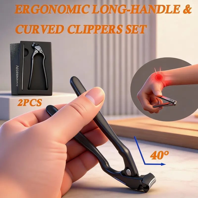 🥳2026 HOT SALE🥳💞50K+ SOLD!✨ ✂️ Black Curved Nail Clipper – Ergonomic & Easy for Seniors 🖤