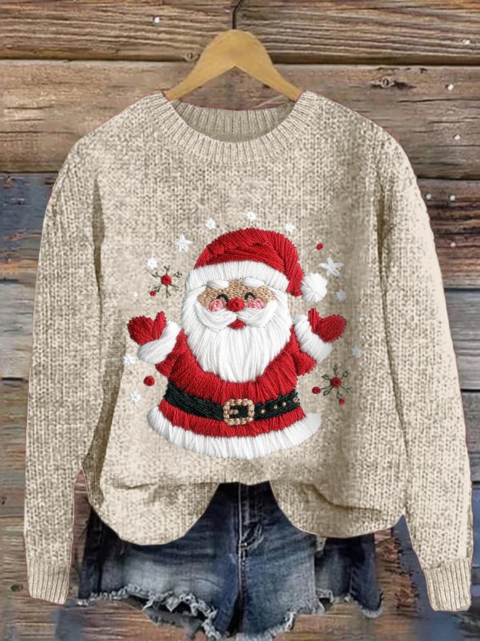 Women's Santa Christmas  Print Crew Neck Sweatshirt